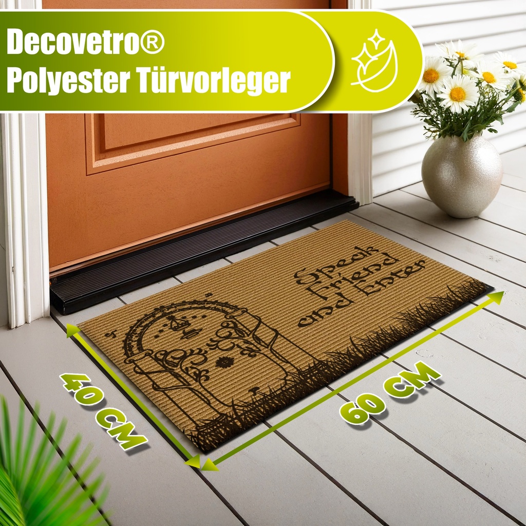 Decovetro® Kokosmatte Fußmatte | 40x60 cm | 100% natürliche Kokosfasern