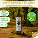 Olivenöl 750 ml | Extra nativ und Kaltgepresst | Olivenöl in Glasflasche