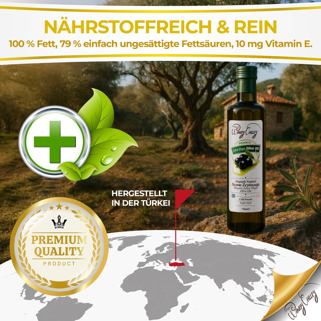 Olivenöl 750 ml | Extra nativ und Kaltgepresst | Olivenöl in Glasflasche