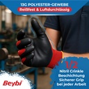 Beybi | 12 Paar Arbeitshandschuhe - Polyester, Nitril 1/2-Beschichtung