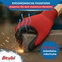 Beybi | 12 Paar Arbeitshandschuhe - Polyester, Nitril 1/2-Beschichtung