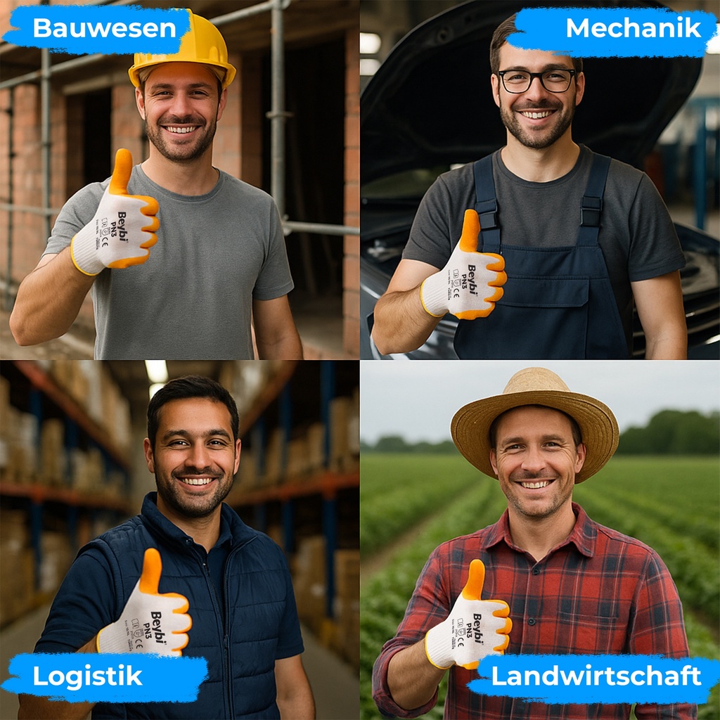 Beybi | 12 Paar Arbeitshandschuhe - Polyester, Nitrile Palm Coated, glatt