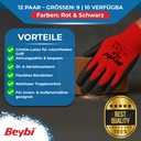 Beybi | 12 Paar Arbeitshandschuhe – Polyester, Latex-beschichtet, rutschfest