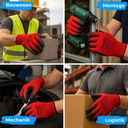 Beybi| 12 Paar Arbeitshandschuhe - Polyester, Nitrile 1/2 Coated, rutschfest