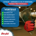 Beybi| 12 Paar Arbeitshandschuhe - Polyester, Nitrile 1/2 Coated, rutschfest