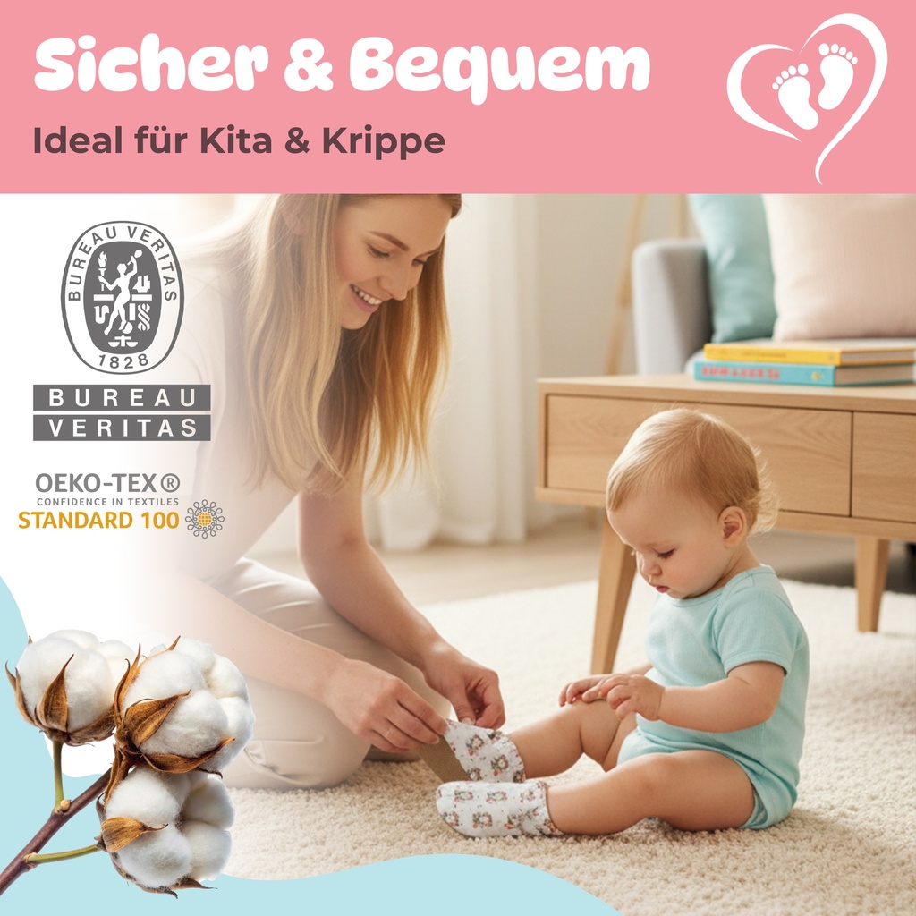 Kokopatik Organische Baumwolle Baby Hausschuhe rutschfest Neugeborene Bärenblume
