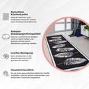 miqna Kurzflor Teppich Modern Geometrisch Hoja Schwarz 80x200 Rutschfest