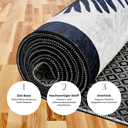 miqna Moderner Küchenläufer Waschbar Rutschfest Teppich Schwarz Weiß