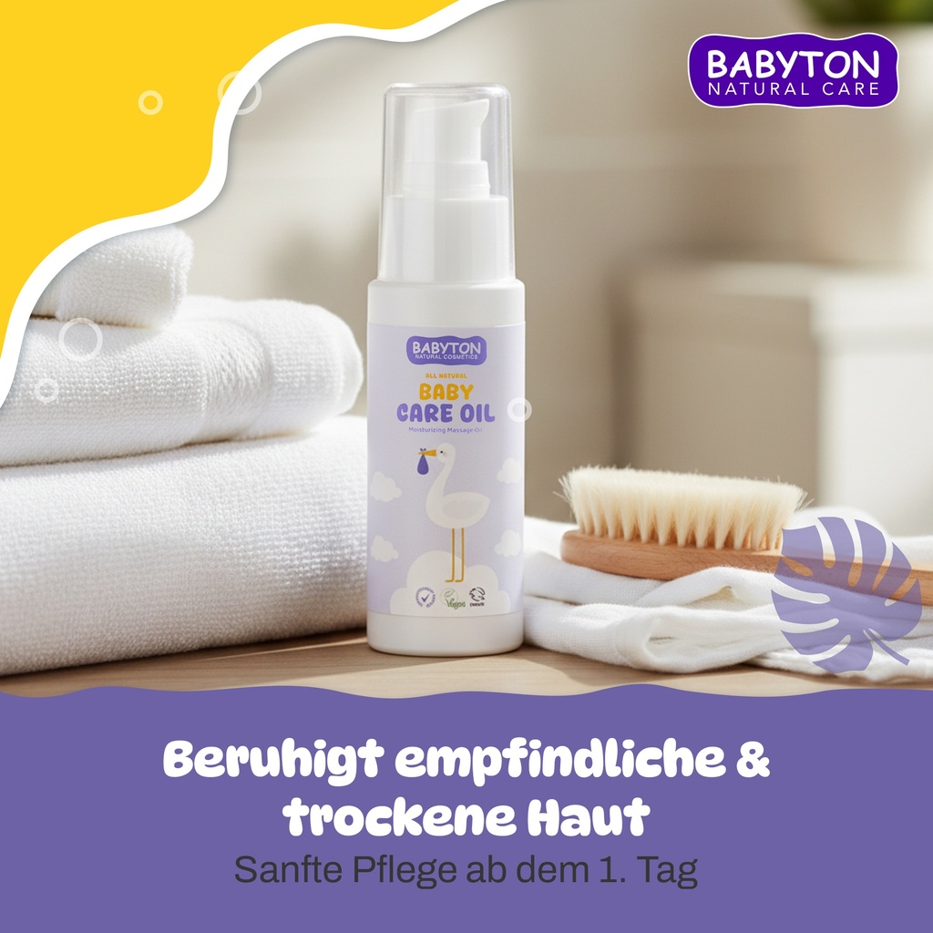 Babyton Baby Pflegeöl 50 ml | Natürliches Calendula-Aprikose Öl für empfindliche Haut