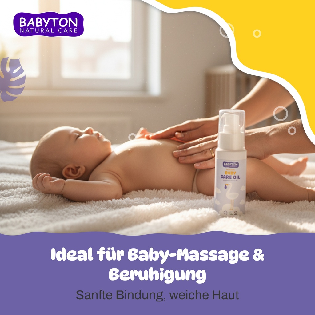 Babyton Baby Pflegeöl 50 ml | Natürliches Calendula-Aprikose Öl für empfindliche Haut
