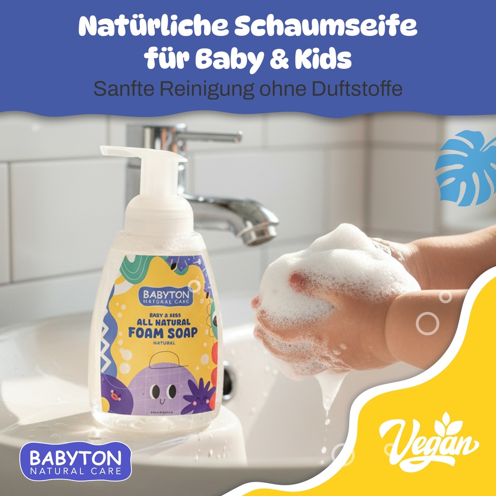 Babyton Natur-Schaumseife für Kinder 350 ml | Sanft, Vegan & Parabenfrei