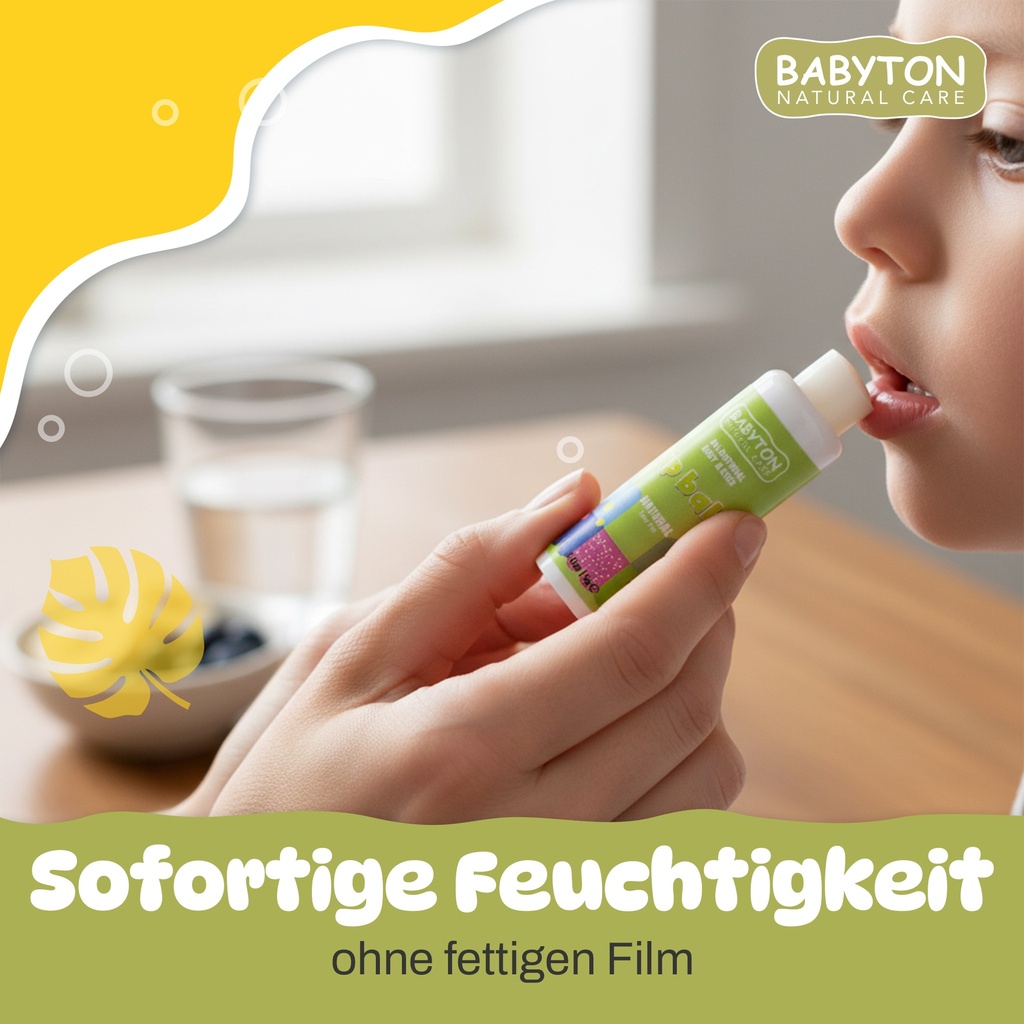 Babyton Lippenbalsam für Kinder 5g |  Pflanzlich, Parabenfrei, Erdbeer