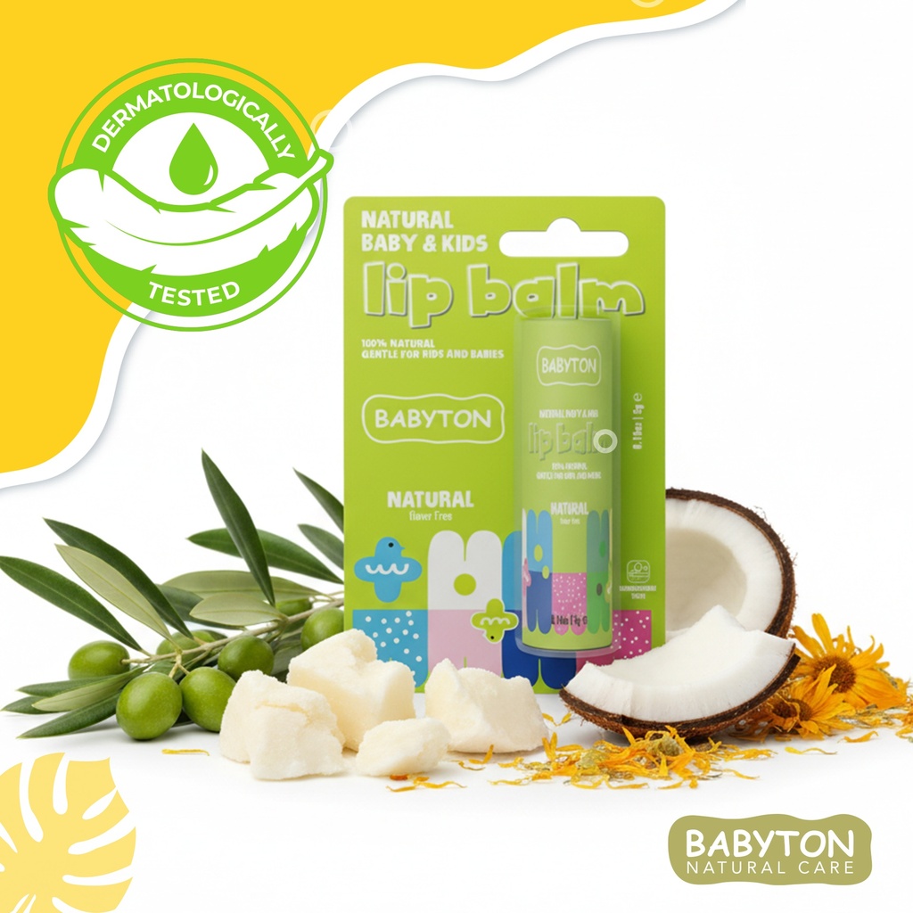 Babyton Lippenbalsam für Kinder 5g |  Pflanzlich, Parabenfrei, Erdbeer