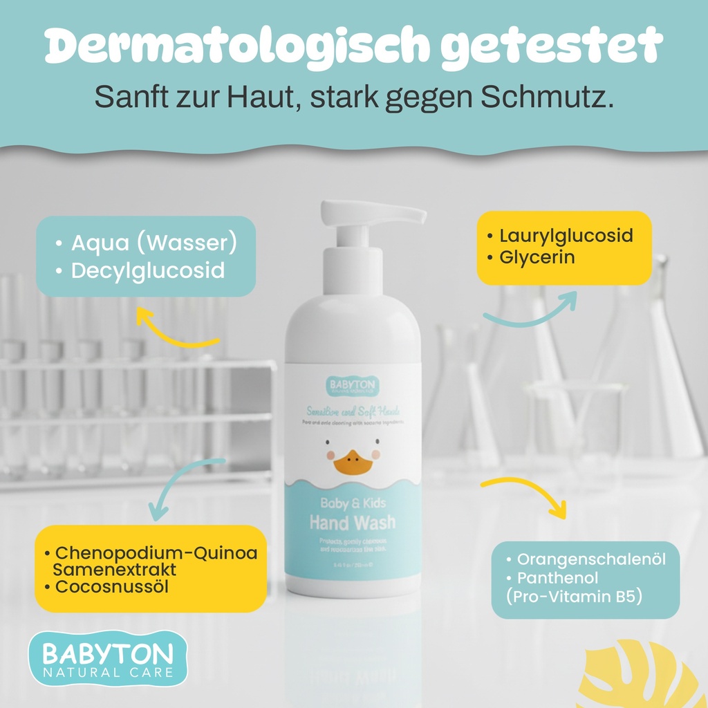 Babyton Hand Wash 250ml | Sanft, Feuchtigkeitsspendend, Parabenfrei, Duftfrei