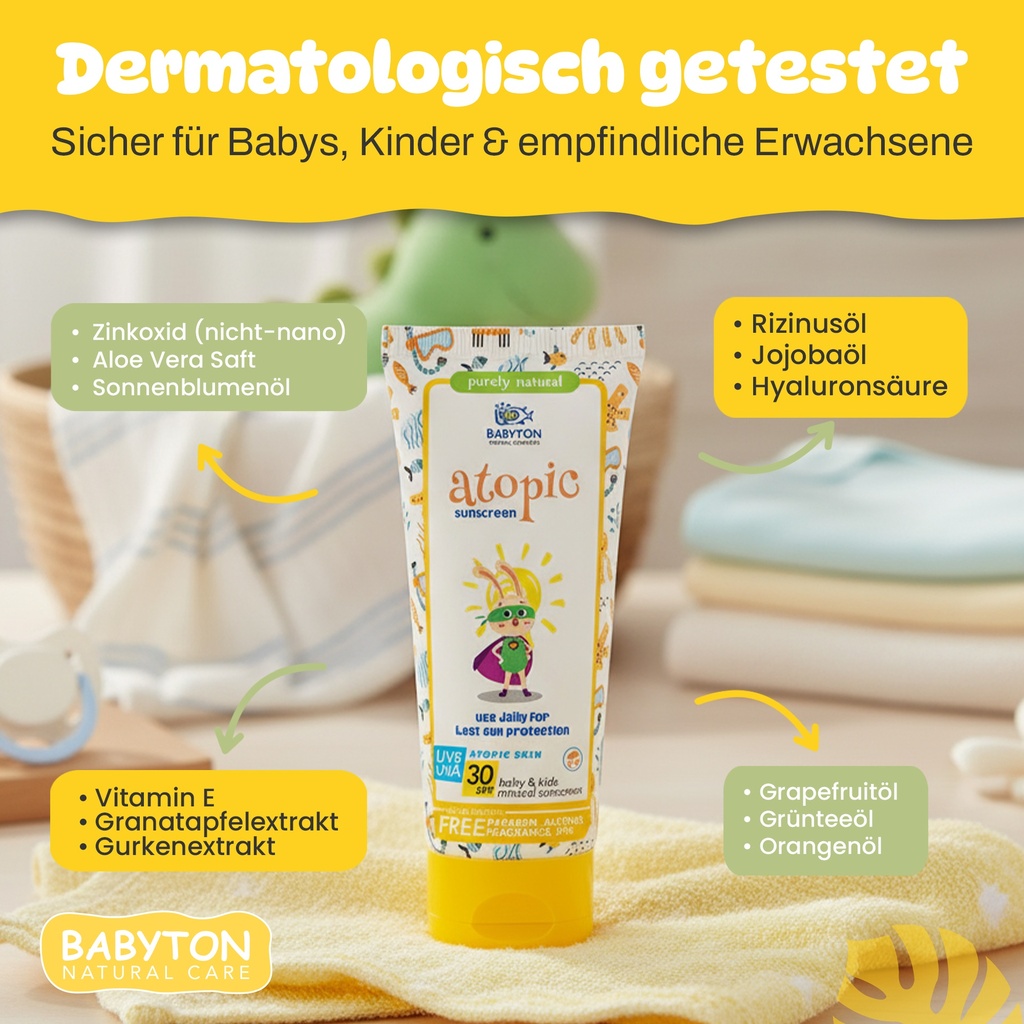 Babyton Mineral Sonnencreme SPF 30 für Babys & Kinder – Sensible Haut, Organisch