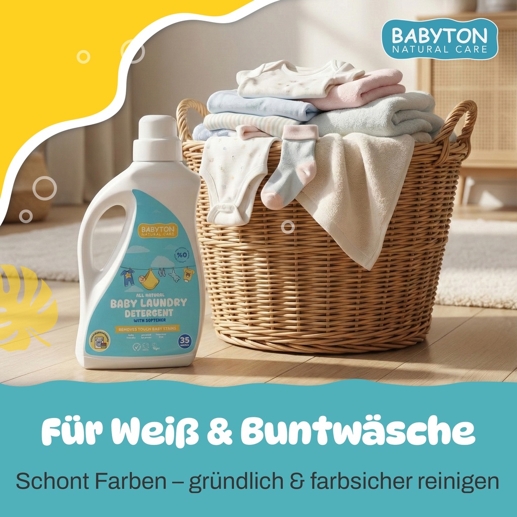 Babyton Baby-Waschmittel 1000ml | sanft, flüssig, 35 Waschgänge, sicher für Babys