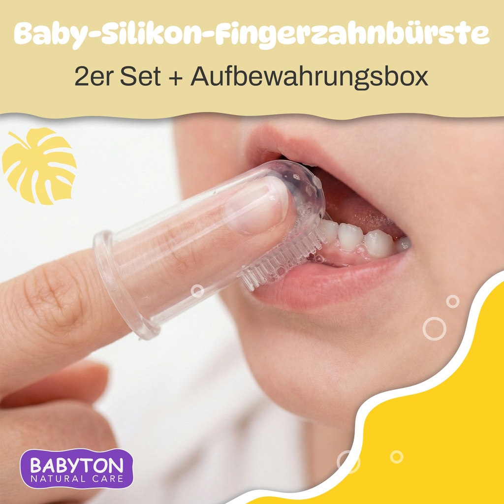 Babyton Silikon Fingerzahnbürste für Babys, Doppelseitig, BPA-frei, Weich