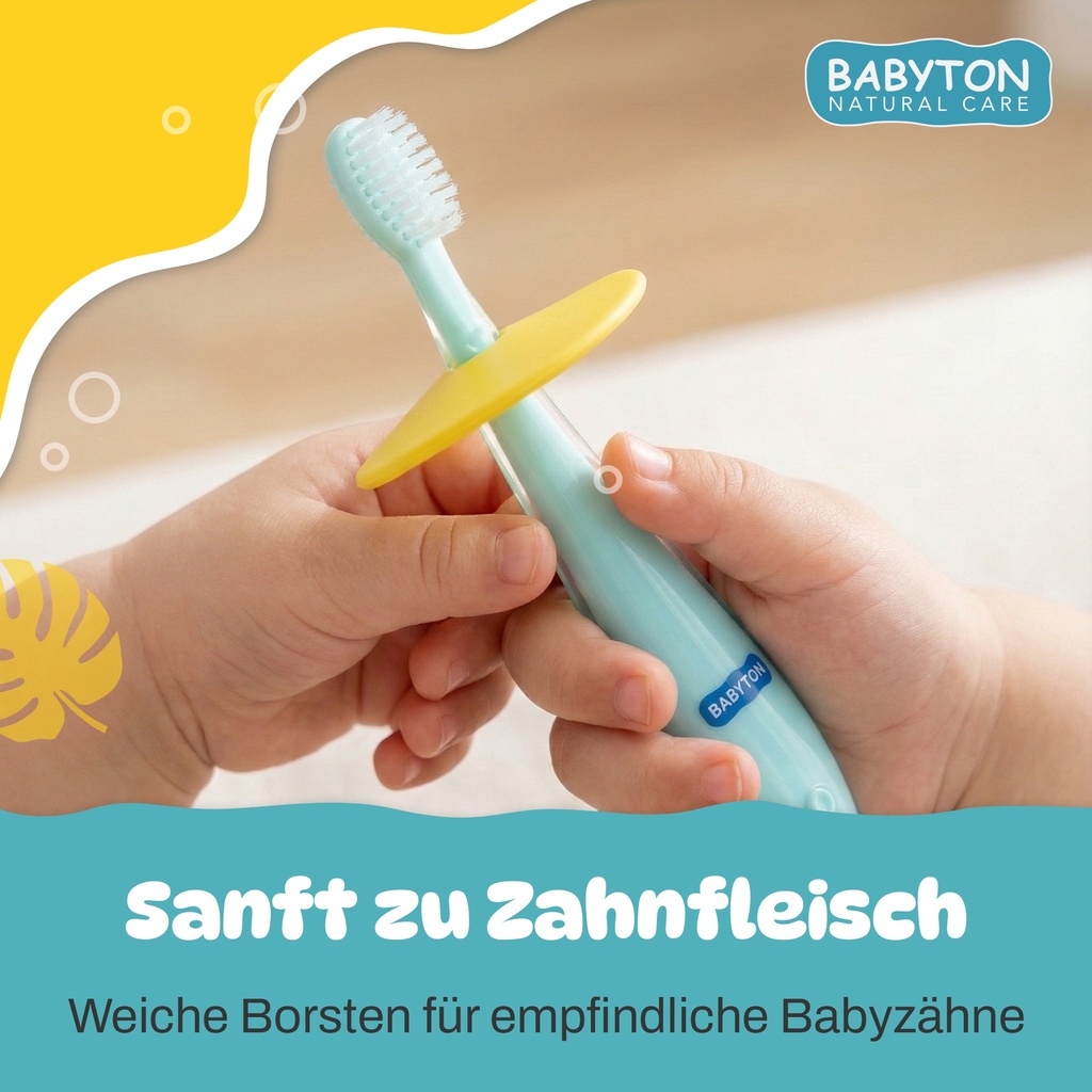 Babyton Silikon Zahnbürste für Babys 6-24 Monate, BPA-frei & weich