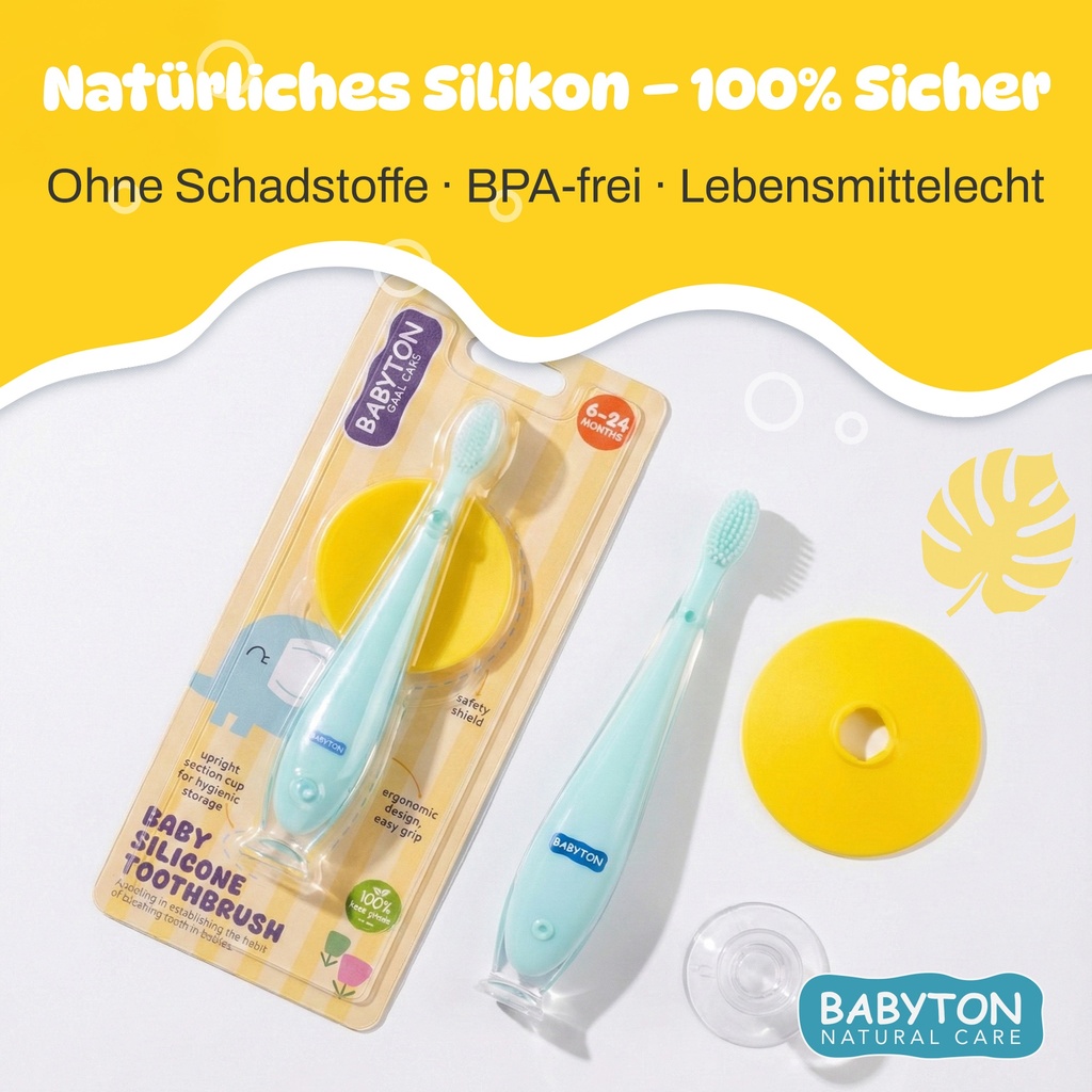 Babyton Silikon Zahnbürste für Babys 6-24 Monate, BPA-frei & weich