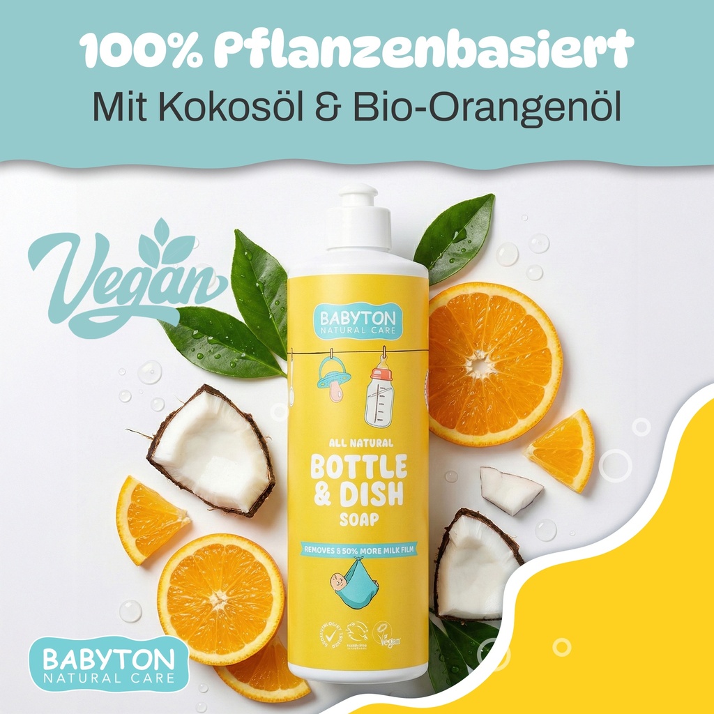 Babyton Babyflaschen Reiniger 500ml | Pflanzlich, Ungiftig, Leicht Abspülbar