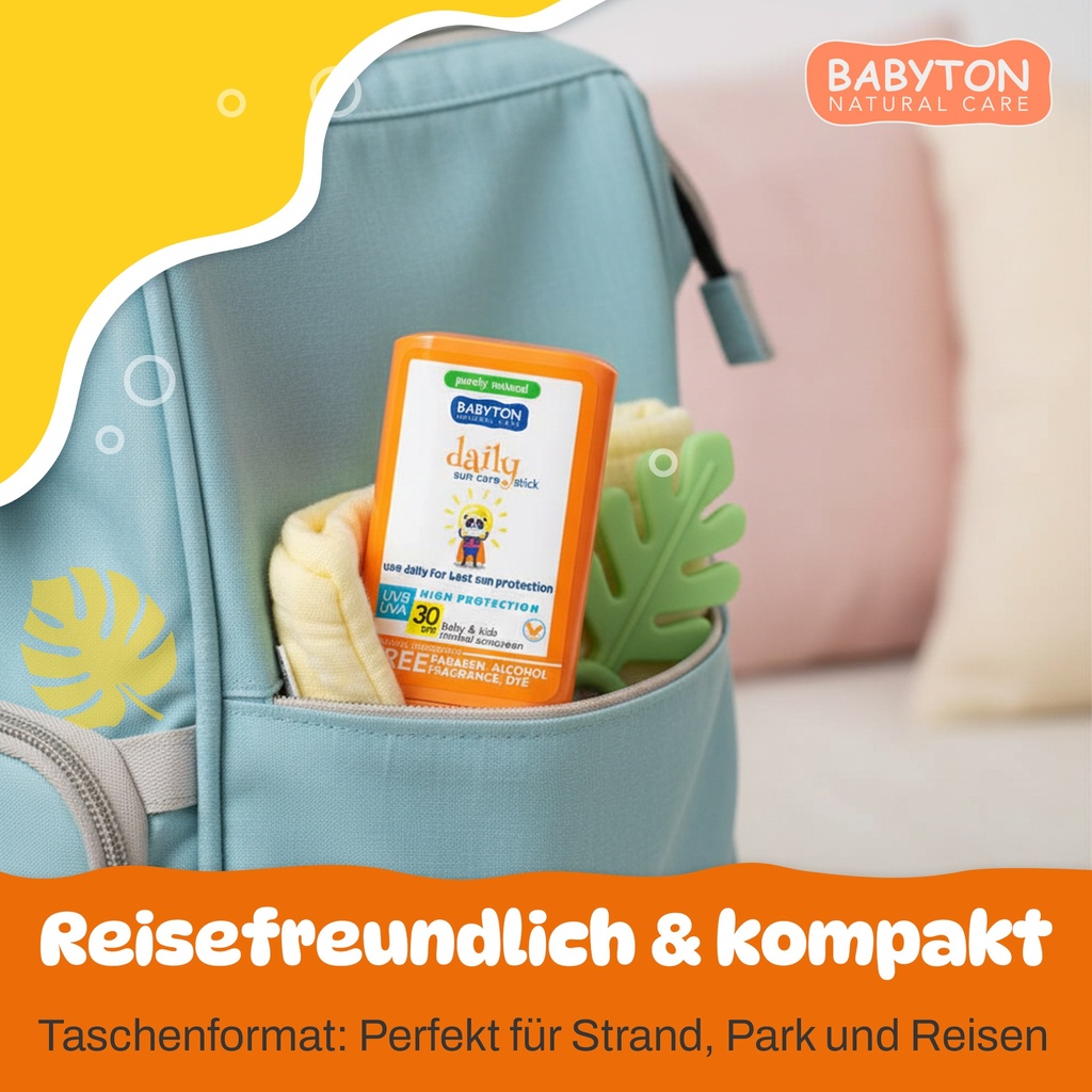 Babyton Kids Sonnenschutz Stick SPF 30 | Bio, Hypoallergen, Kokos, Wasserfest