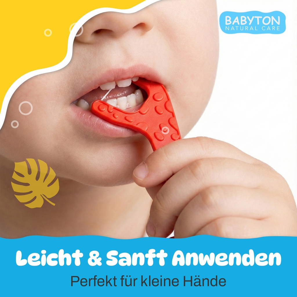 Babyton Magic Floss für Babys | 30 Stück sanfte Zahnseide Picks für empfindliches Zahnfleisch & Milchzähne, BPA-frei, PVC-frei, umweltfreundlich