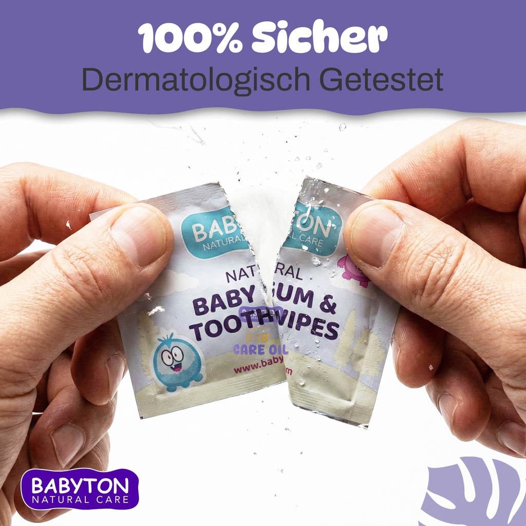 Babyton Baby Zahn- & Zahnfleischtücher 25 Stk, Fluoridfrei, Xylit, Einzeln