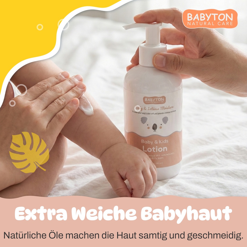 Babyton Baby & Kids Lotion 250ml | Vegan, Hypoallergen, Mit Aloe Vera & Sheabutter