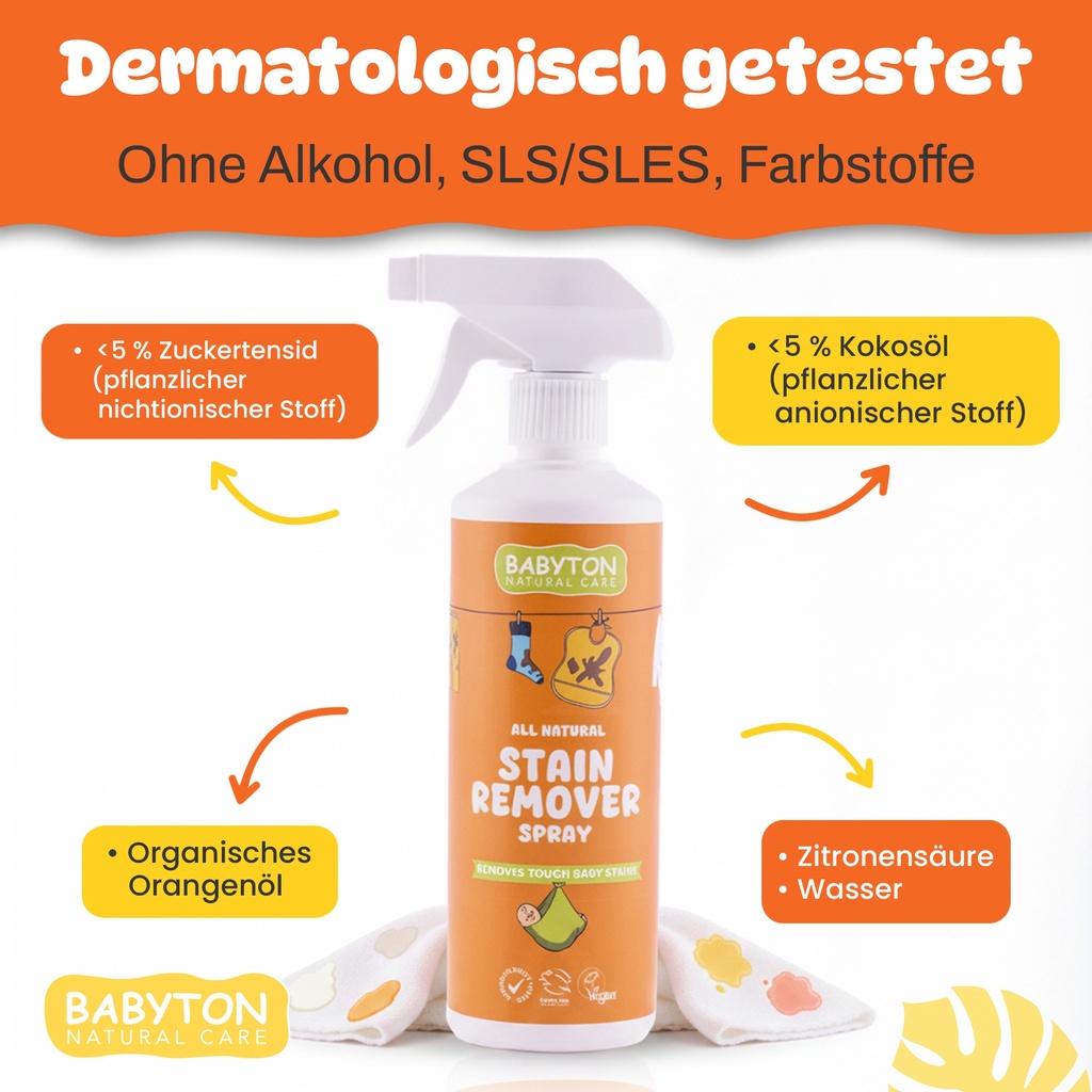 Babyton Fleckenentferner Spray 500 ml | Pflanzlich & Hypoallergen