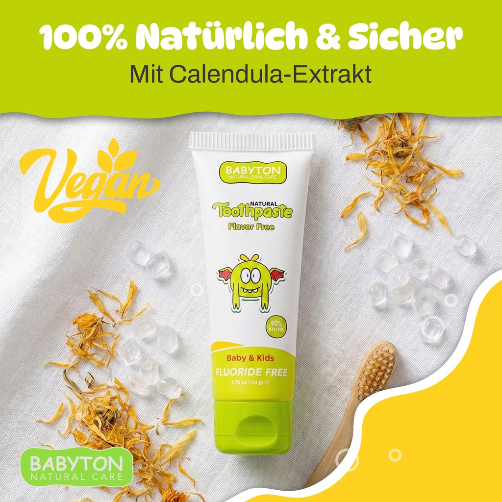 Babyton Natürliche Zahnpasta Tropischer Geschmack, SLS/Fluorid/Parabenfrei 50ml