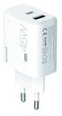 beclad. 45W 2 Port  Travel Adapter (C+A Max 20W) WHITE BE-PT745WG-GR