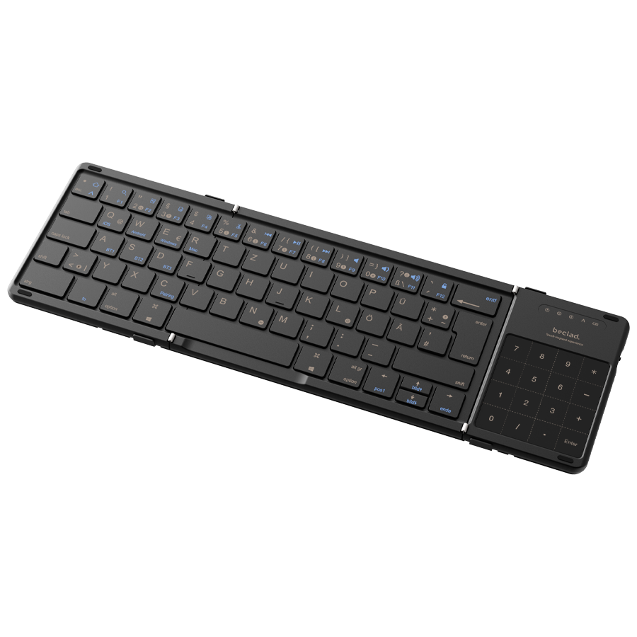 beclad. Foldable Bluetooth Keyboard with Number Pad Black BE-NK301