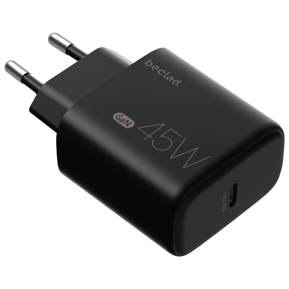 beclad. 45W Type C 1 port  Travel Adapter BLACK BE-PT645BG-GR