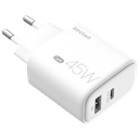beclad. 45W 2 Port  Travel Adapter (C+A Max 20W) WHITE BE-PT745WG-GR