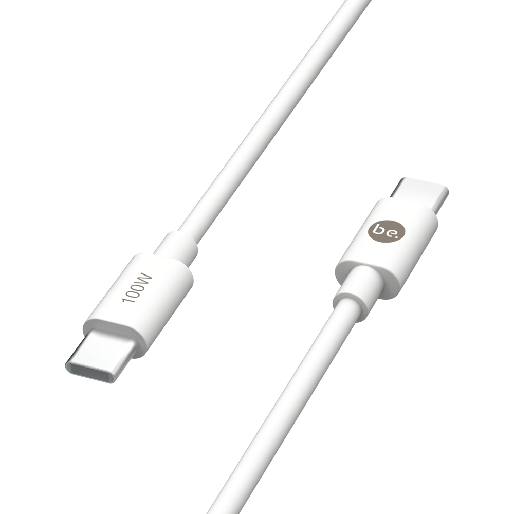 beclad. 100W C to C TPE Charging Cable (1.2m) White BE-PC110WG-GR