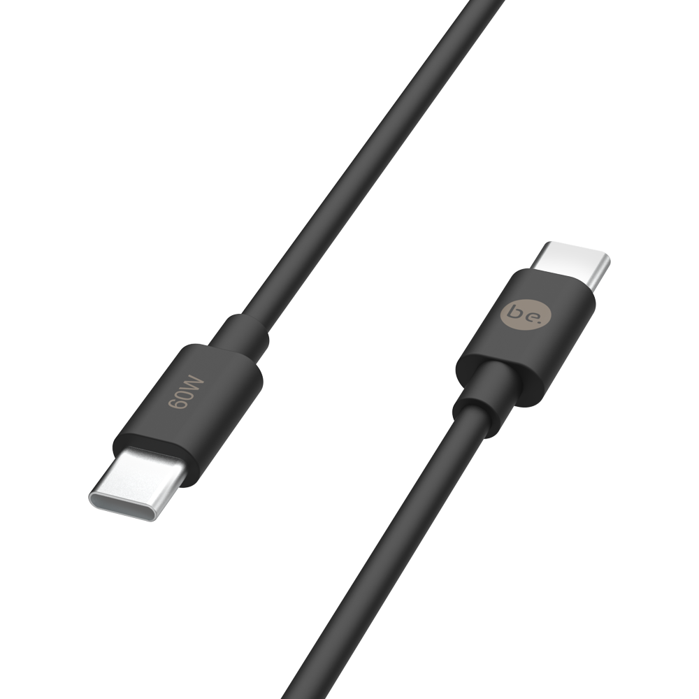 beclad. 60W C to C TPE Charging Cable (1.2m) / Black BE-PC160BG-GR