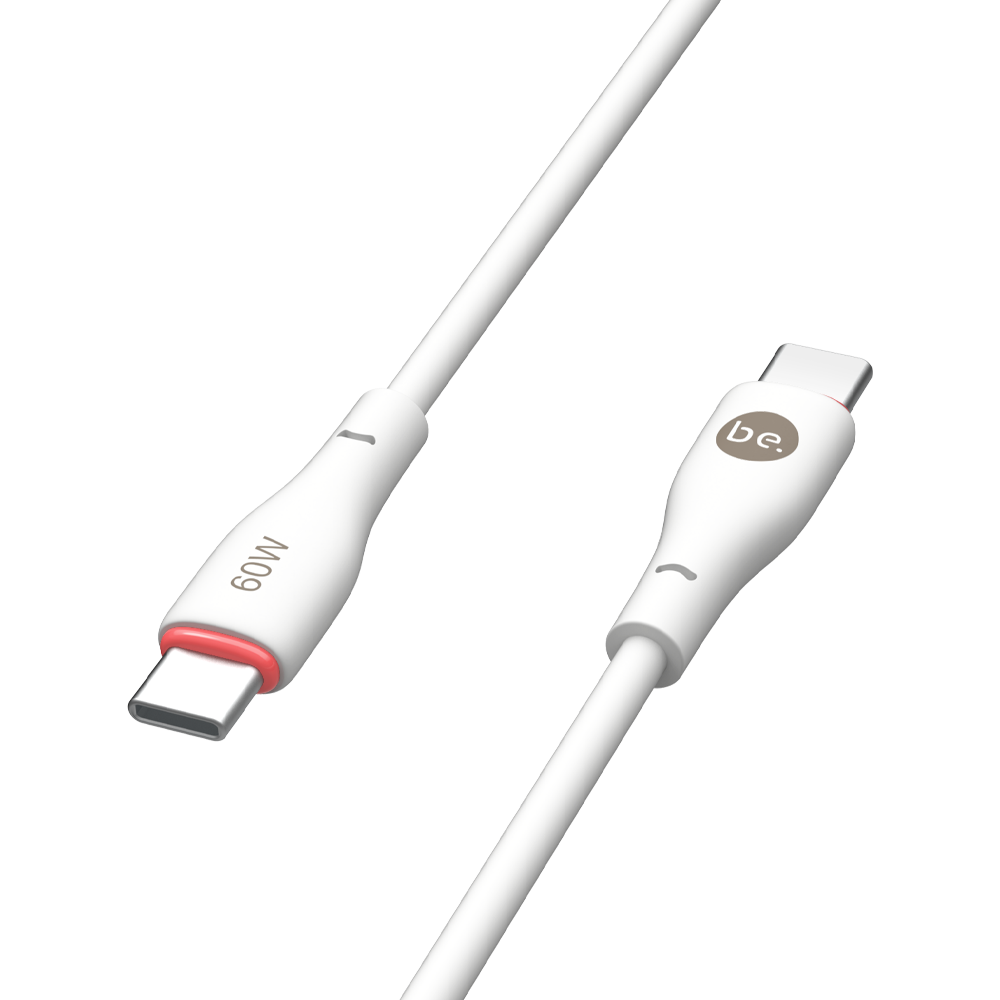 beclad. 60W C to C Silicone Charging Cable White BE-PC260WG-GR