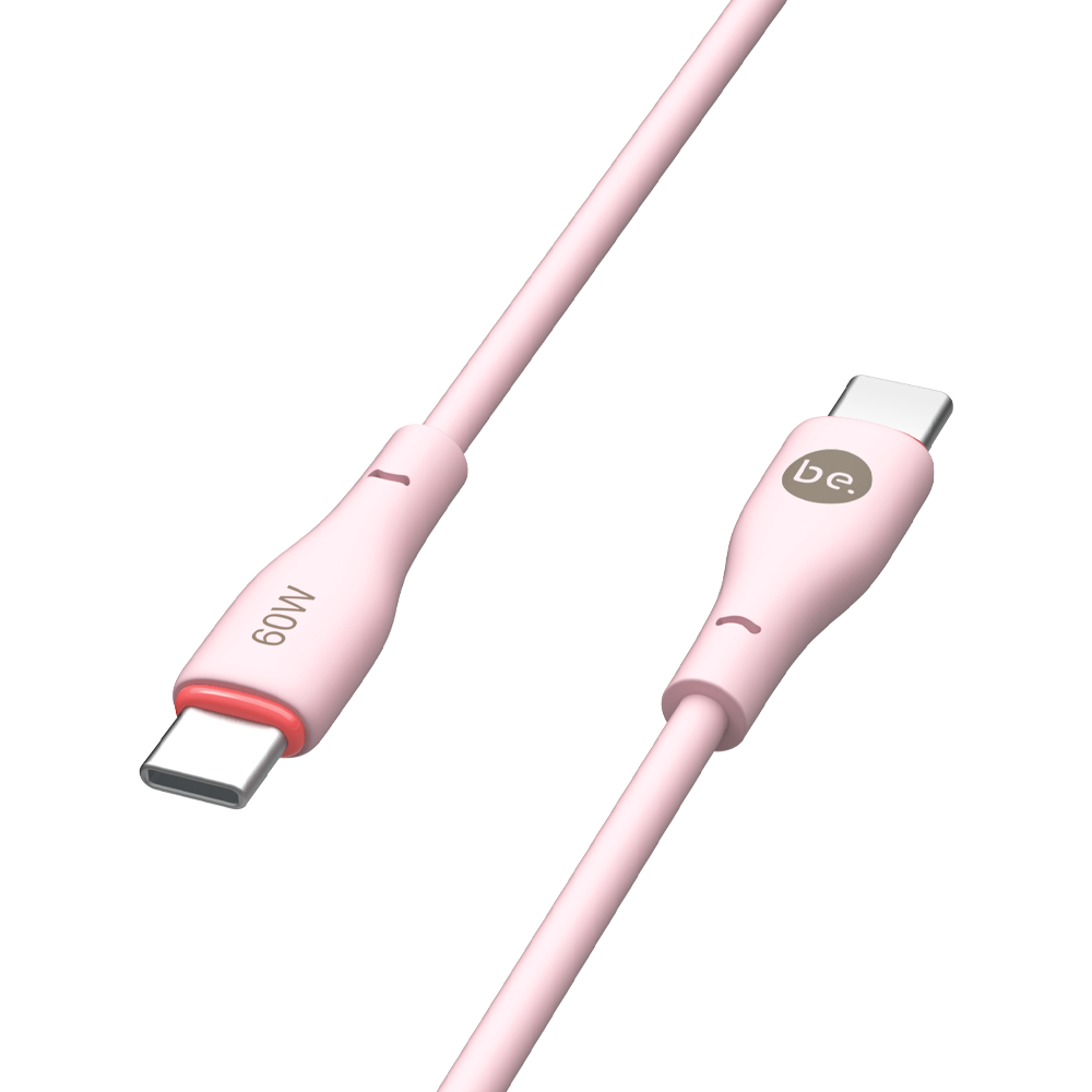 beclad. 60W C to C Silicone Charging Cable Pink BE-PC260PG-GR