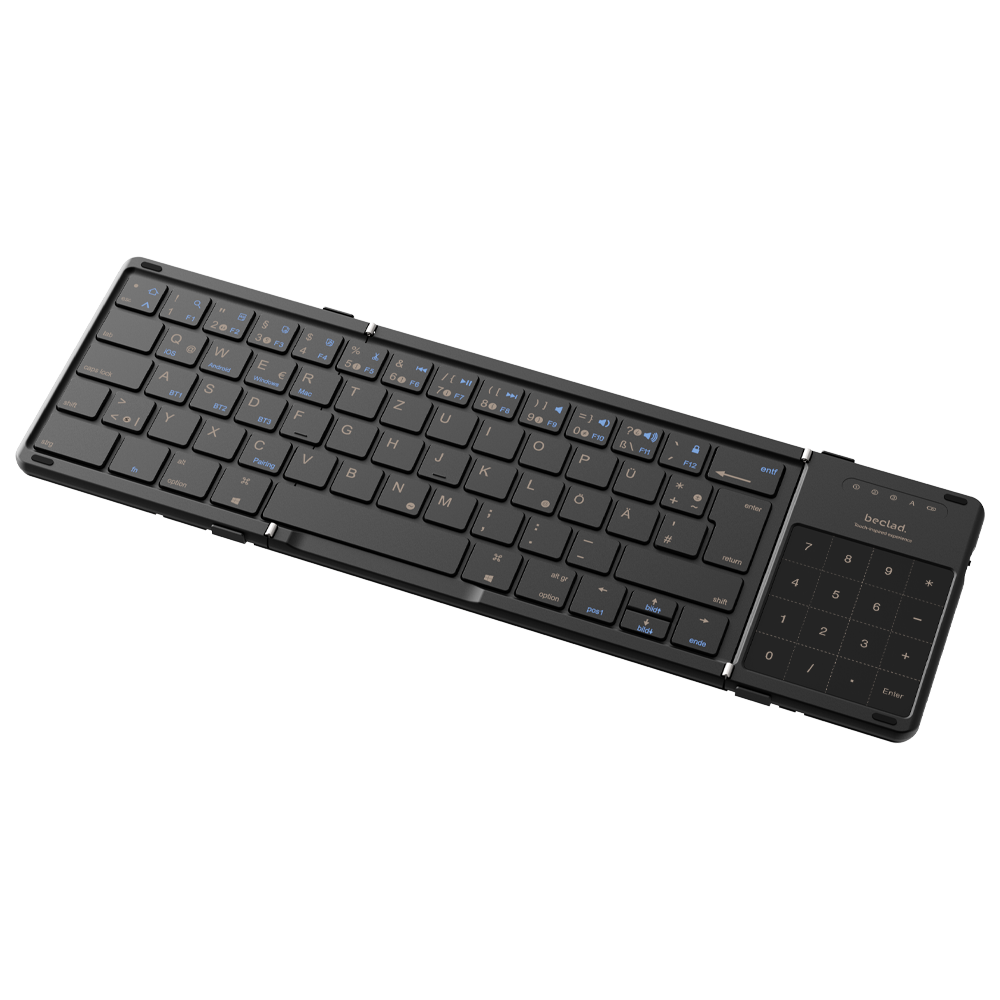 beclad. Foldable Bluetooth Keyboard with Number Pad Black BE-NK301