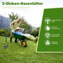 Kedoxi Manuell Rasenlüfter 3 Zinken, 38In Aerifizierer für Garten&Hof