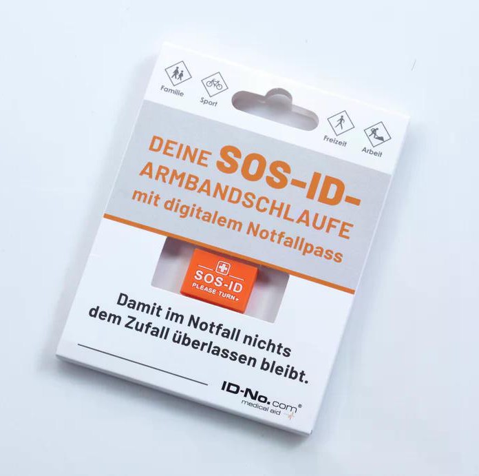 SOS-ID Armbandschlaufe. Innovativ und angenehm zu tragen.  Orange