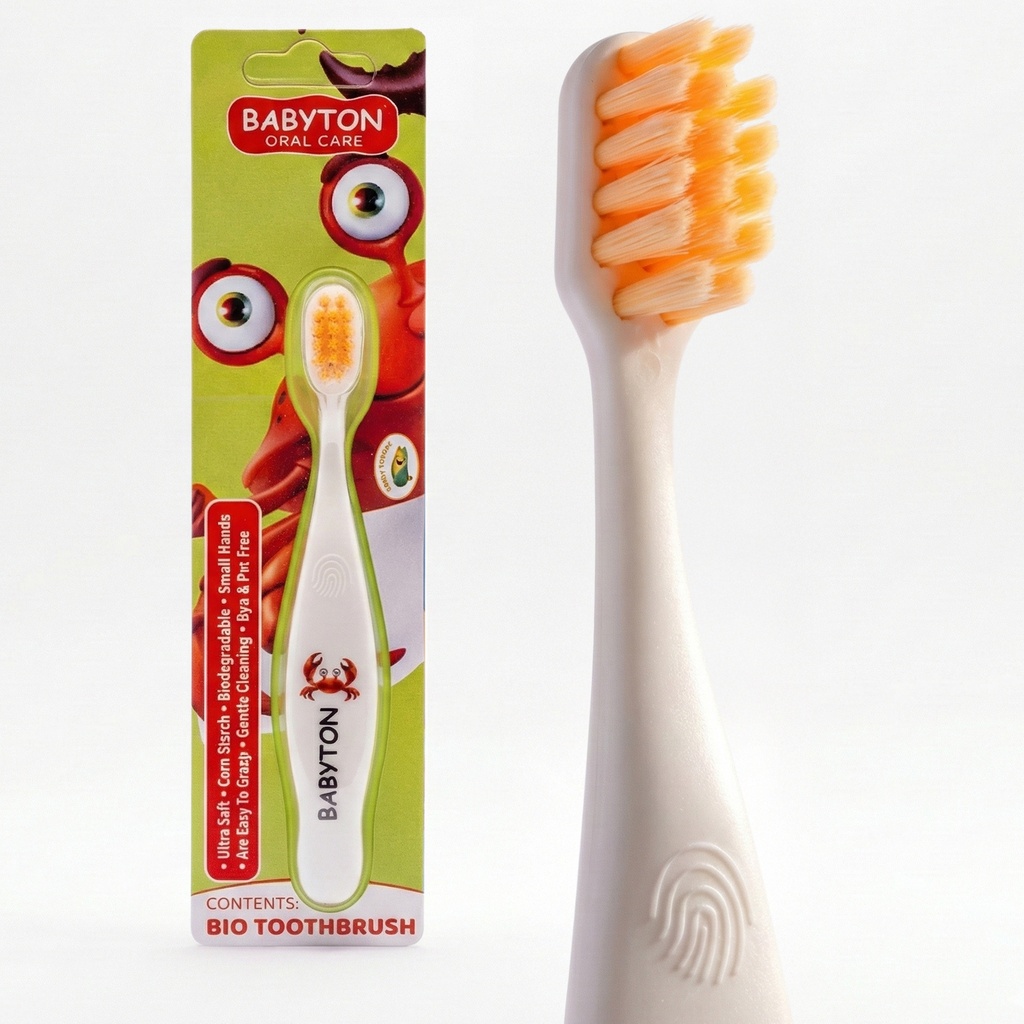 Babyton Bio-Zahnbürste aus Mais, weich & umweltfreundlich, ergonomischer Griff