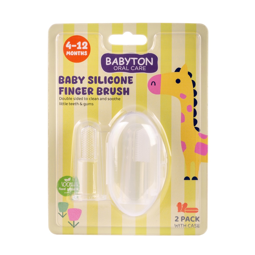 Babyton Silikon Fingerzahnbürste für Babys, Doppelseitig, BPA-frei, Weich