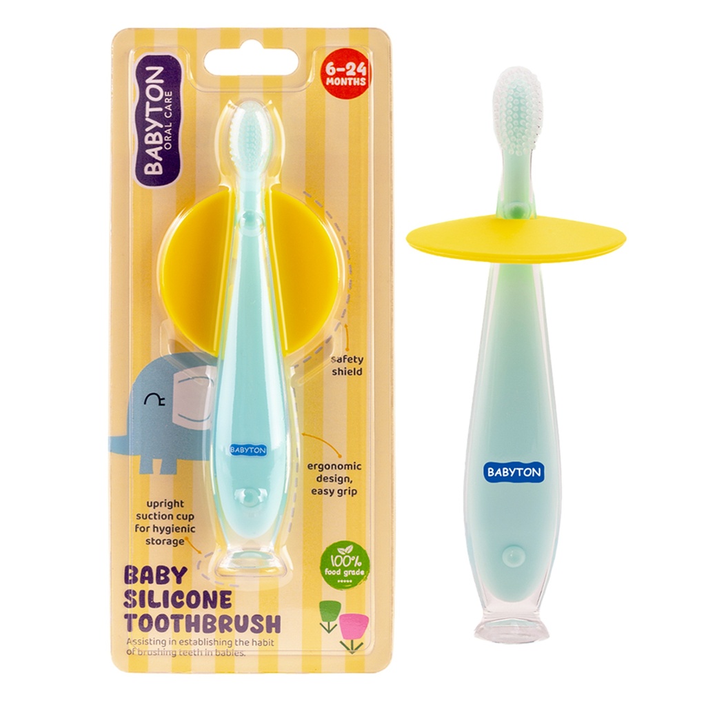 Babyton Silikon Zahnbürste für Babys 6-24 Monate, BPA-frei & weich