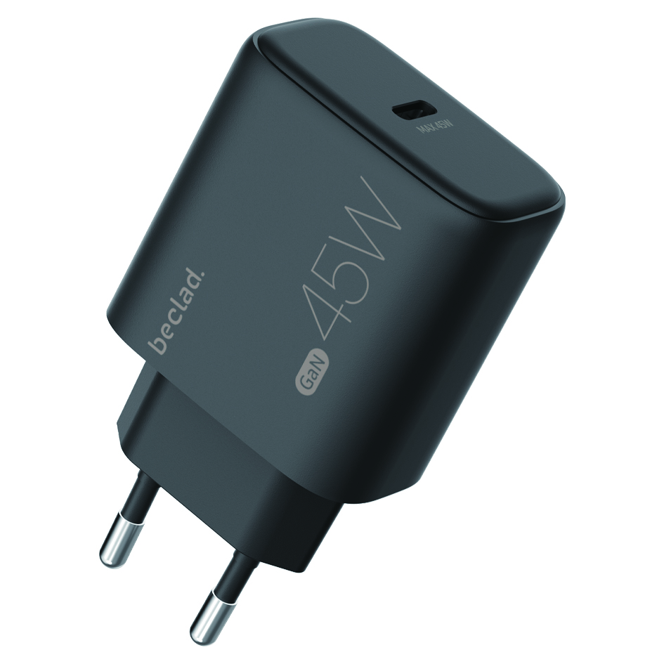 beclad. 45W Type C 1 port  Travel Adapter BLACK BE-PT645BG-GR