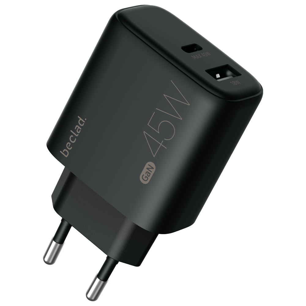 beclad. 45W 2 Port Travel Adapter (C+A Max 20W) BE-PT745