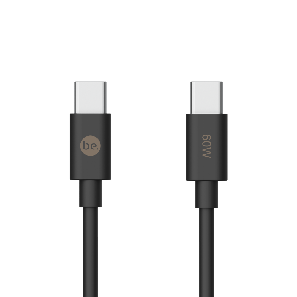 beclad. 60W C to C TPE Charging Cable (1.2m) / Black BE-PC160BG-GR