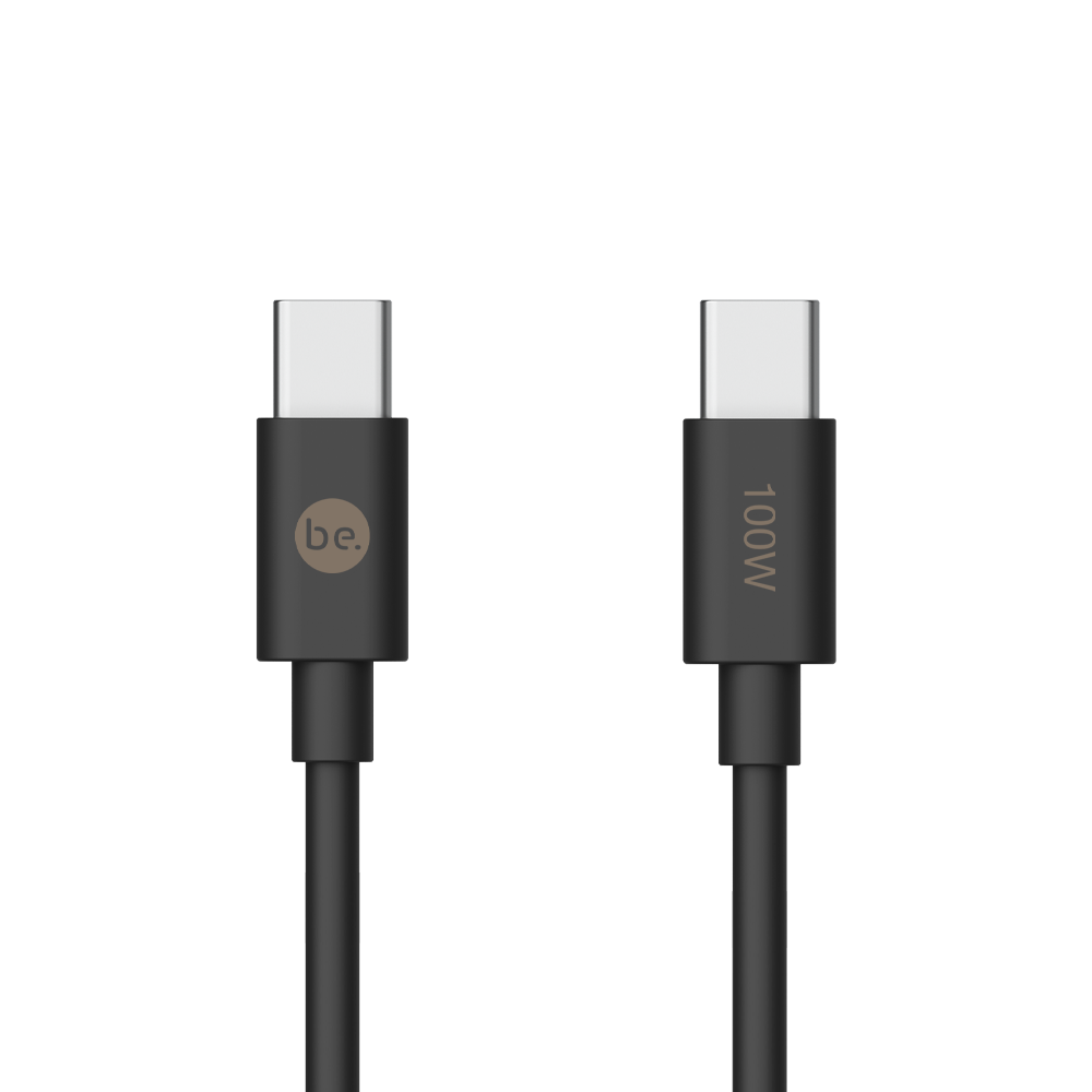 beclad. 100W C to C TPE Charging Cable (1.2m) Black BE-PC110BG-GR