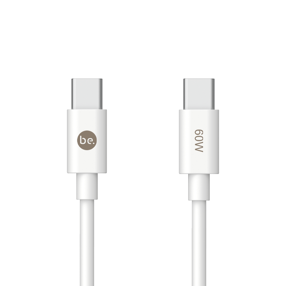 beclad. 60W C to C TPE Charging Cable (1.2m) / White BE-PC160WG-GR
