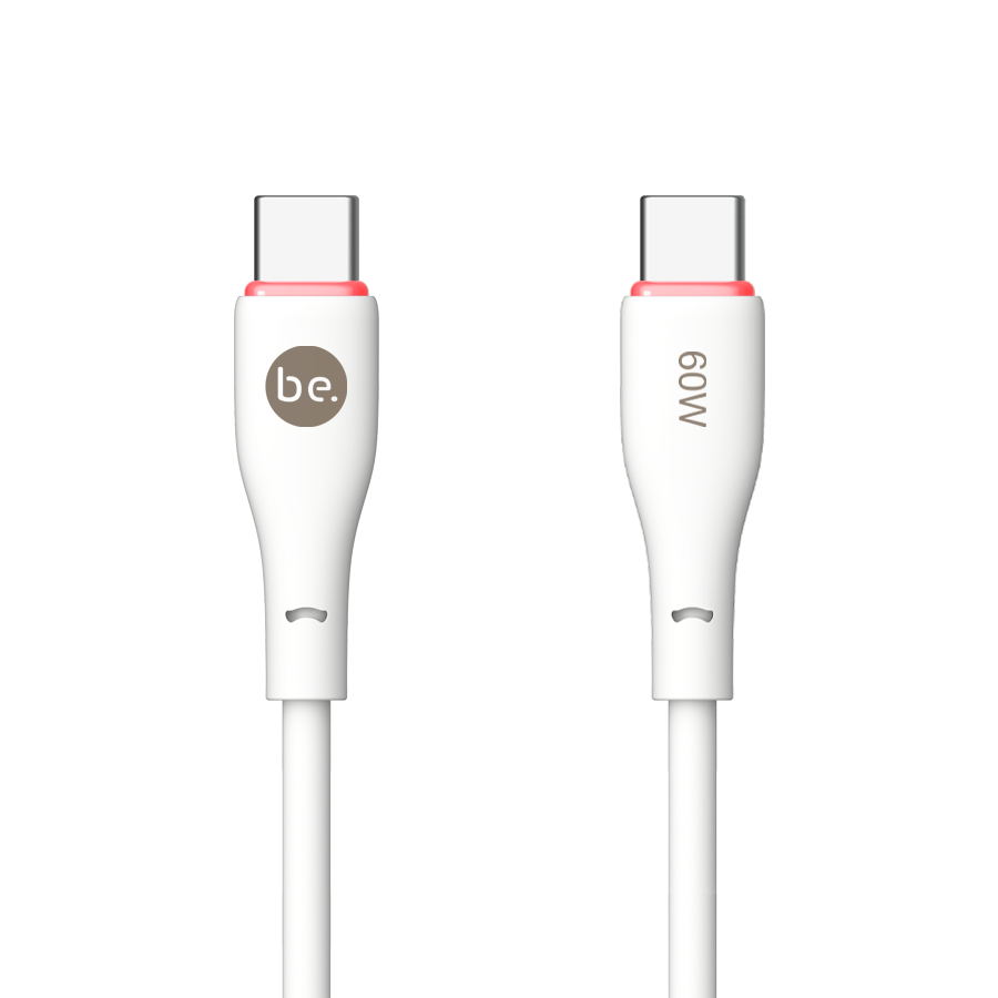 beclad. 60W C to C Silicone Charging Cable White BE-PC260WG-GR